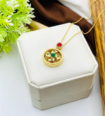 Gold Plated Rotatable Balls Zircon Pendant Necklace - Unisex Design