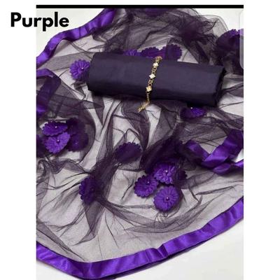 3 Pcs Women's Unstitched Katan Silk Plain Suit