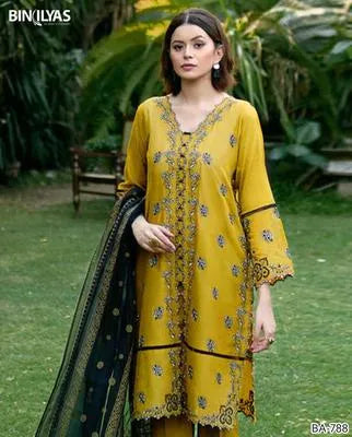 2 Pcs Women's Unstitched Embroidered Suit