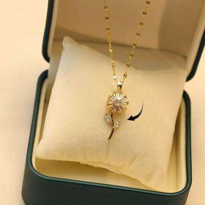 Sunflower Design Gold Plated Zircon Pendant
