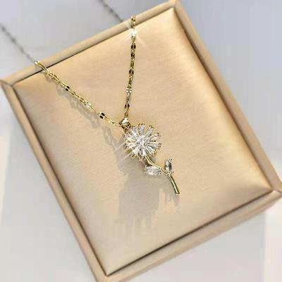 Sunflower Design Gold Plated Zircon Pendant