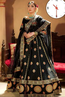 Beautiful Maroon Katan Silk Lehenga Choli Set - 4 Pcs with Embroidered Pattern