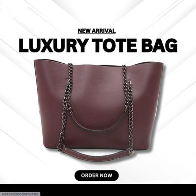 Chic PU Leather Women's Tote Bag - 1 Pc in Black, Maroon & Yellow