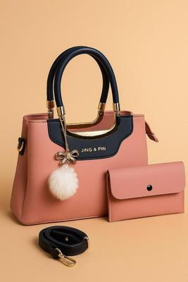 Women's PU Leather Plain Hand Bag Set
