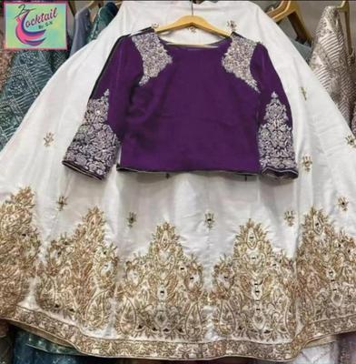 Beautiful Maroon Katan Silk Lehenga Choli Set - 4 Pcs with Embroidered Pattern