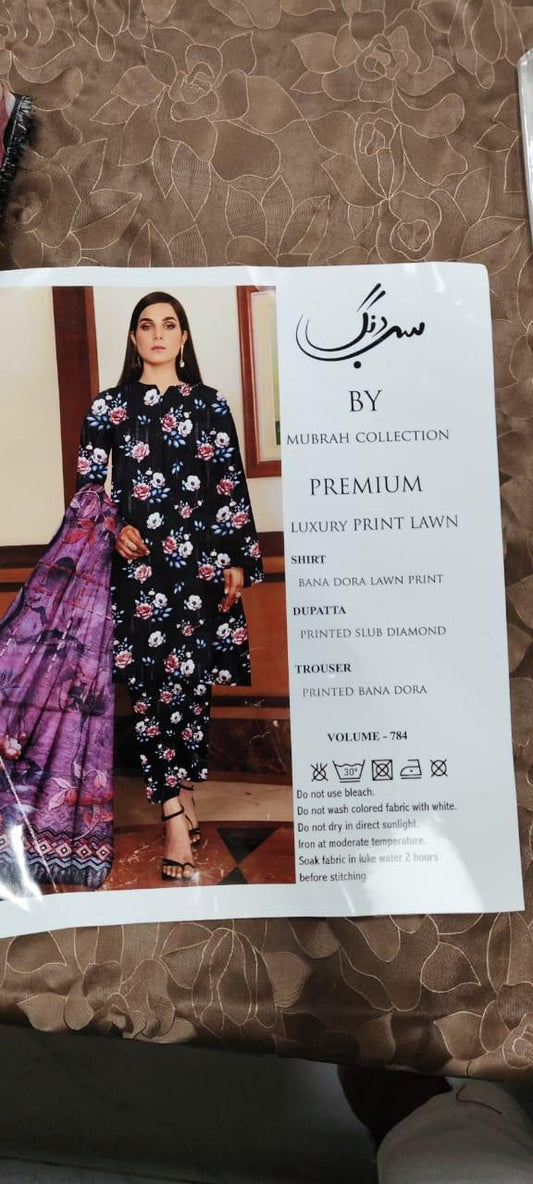 3 Pcs Women's Unstitched Digital Print Suit