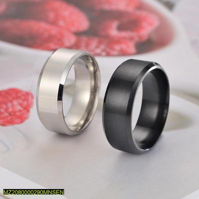 Boy's Titanium Pure Black Heavy Wait Ring ,Pack Of 2