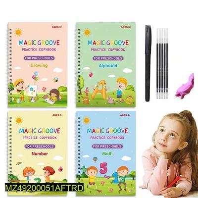 Pack Of 4 Pcs Magic Book With 10 Refills