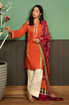 2 Pcs Women's Unstitched Embroidered Suit
