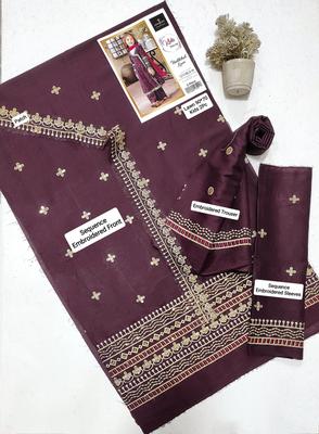 2 Pcs Girl's Lawn Embroidered Unstitched Suit