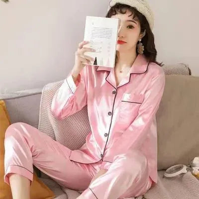 3 Pcs Women's Stitched Silk Plain Night Suit