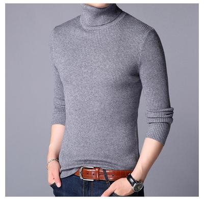 1 Pc Men's Ribbed Plain Highneck