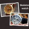 Skeleton Watch Stylish Watch Leather Strap ( Without Box )
