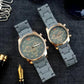 Stainless Steel Quartz Couple Watches - 2 Pcs Unisex Analogue Timepieces