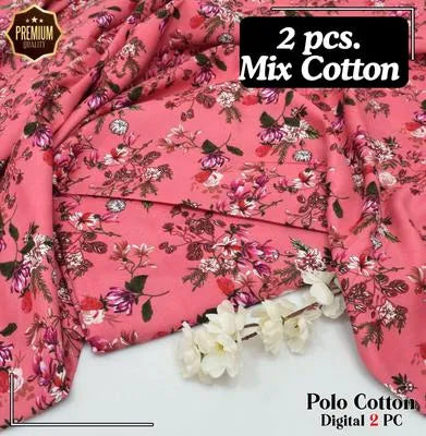 2 Pcs Women's Unstitched Printed Suit