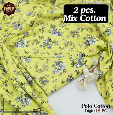 2 Pcs Women's Unstitched Printed Suit