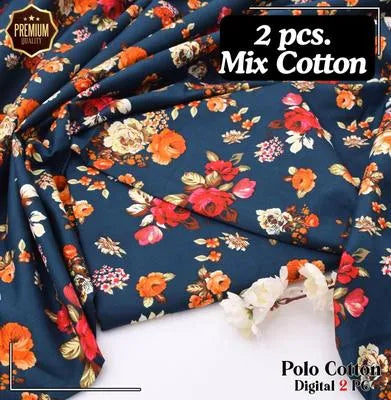 2 Pcs Women's Unstitched Printed Suit