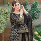Stylish 4 Pcs Women's Stitched Silk Embroidered Lehenga Choli Set in Black