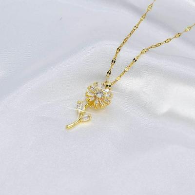 Sunflower Design Gold Plated Zircon Pendant
