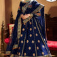 Stylish 4 Pcs Women's Stitched Silk Embroidered Lehenga Choli Set in Black