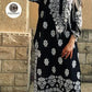 Women's Chikankari Embroidered Linen Kurta - 1 Pc, Round Neck, Black