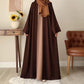 Classic Women's Brown Georgette Full Abaya With Stoller - 1 Pcs