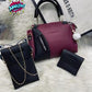 Chic Girl's 3 Pcs Rexine Hand Bag Set - Trendy Plain Design
