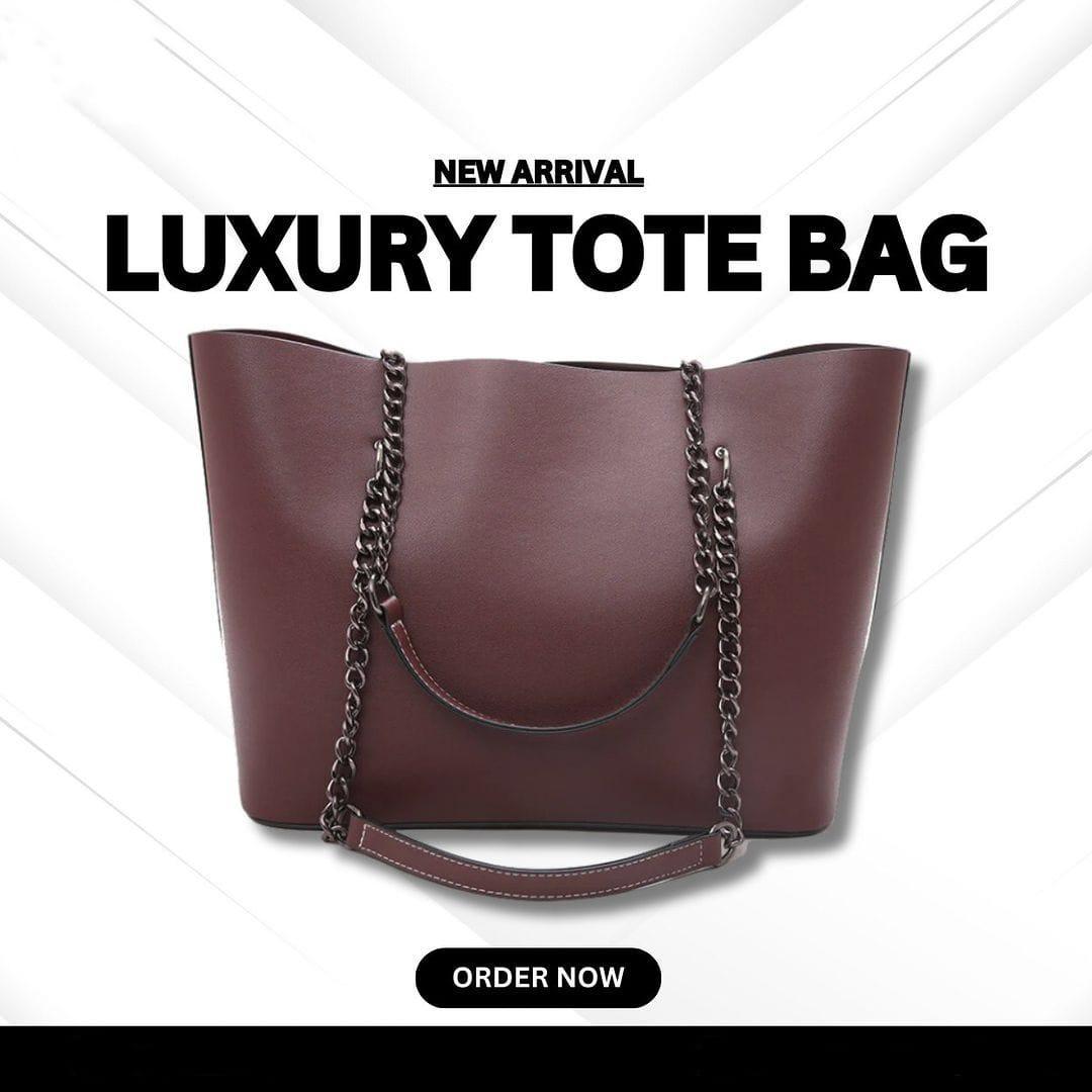 Chic PU Leather Women's Tote Bag - 1 Pc in Black, Maroon & Yellow
