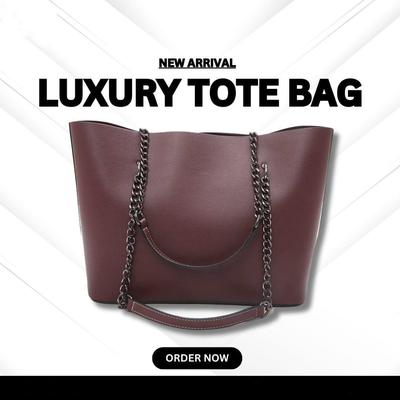 Chic PU Leather Women's Tote Bag - 1 Pc in Black, Maroon & Yellow