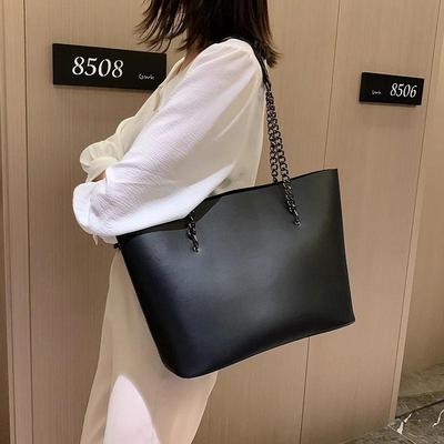 Chic PU Leather Women's Tote Bag - 1 Pc in Black, Maroon & Yellow