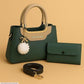 Women's PU Leather Plain Hand Bag Set