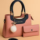 Women's PU Leather Plain Hand Bag Set