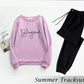 2 Pcs Women's Stitched Fleece Printed Sweatshirt Tracksuit