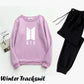 2 Pcs Women's Stitched Fleece Printed Sweatshirt Tracksuit