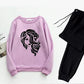 2 Pcs Women's Stitched Fleece Printed Sweatshirt Tracksuit