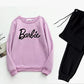 2 Pcs Women's Stitched Fleece Printed Sweatshirt Tracksuit