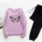 2 Pcs Women's Stitched Fleece Printed Sweatshirt Tracksuit