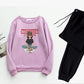 2 Pcs Women's Stitched Fleece Printed Sweatshirt Tracksuit