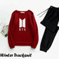 2 Pcs Women's Stitched Fleece Printed Sweatshirt Tracksuit