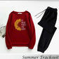 2 Pcs Women's Stitched Fleece Printed Sweatshirt Tracksuit