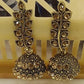 Leaf Design Gold Plated Gemstone Jhumka