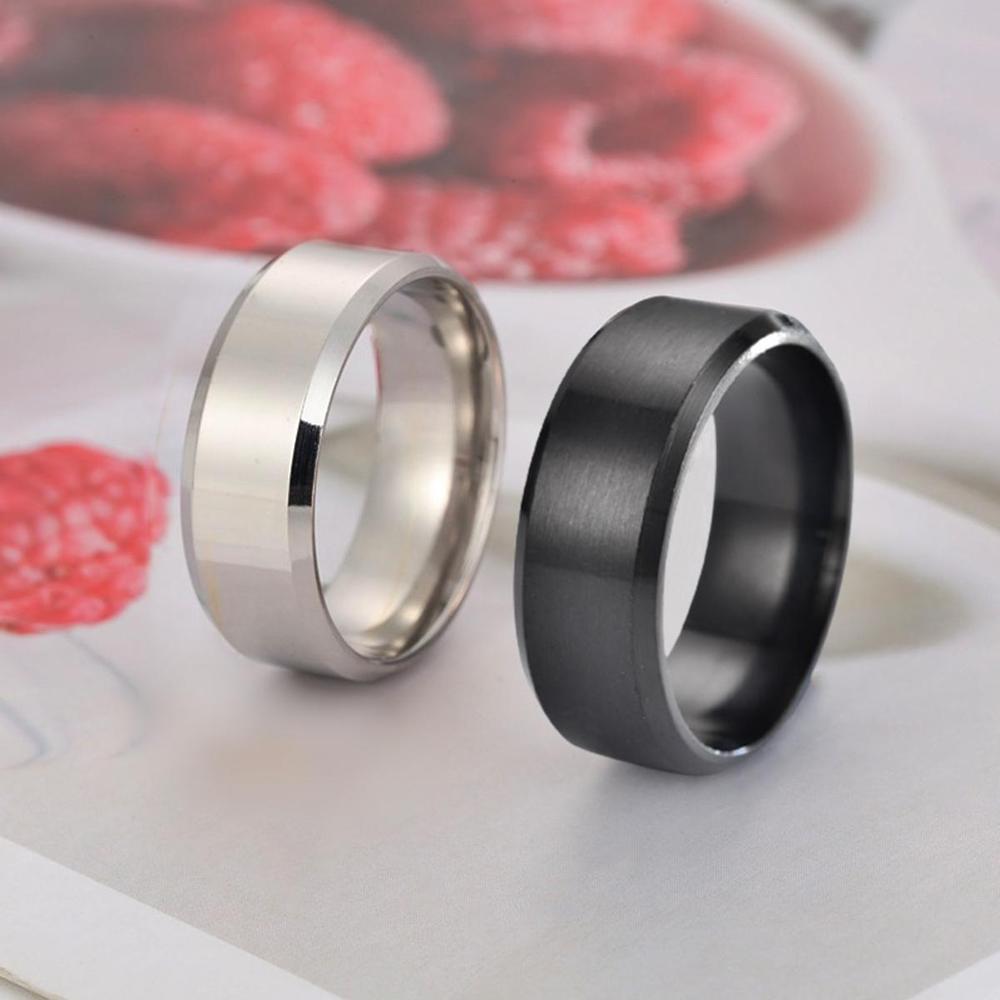 Boy's Titanium Pure Black Heavy Wait Ring ,Pack Of 2