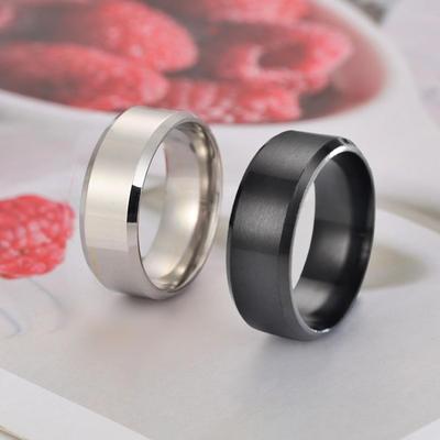 Boy's Titanium Pure Black Heavy Wait Ring ,Pack Of 2