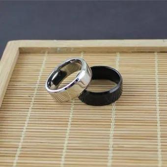 Boy's Titanium Pure Black Heavy Wait Ring ,Pack Of 2