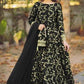 Stylish 4 Pcs Women's Stitched Silk Embroidered Lehenga Choli Set in Black