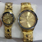Gold Couple Watch Set – Luxury Quartz Timepieces For Him & Her With Polished Bracelet Design