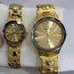 Gold Couple Watch Set – Luxury Quartz Timepieces For Him & Her With Polished Bracelet Design