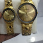 Gold Couple Watch Set – Luxury Quartz Timepieces For Him & Her With Polished Bracelet Design