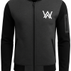 New Winter Collection Charcoal Grey Wa Printed Zipper Jacket For Men & Boys – Premium Fleece Material, Stylish Bomber Design, Full Front Zipper Closure